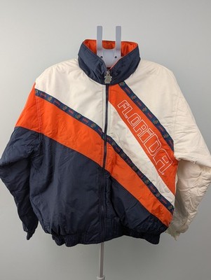 Vintage Florida Gators Puffer Jacket Mens Large NCAA Orange Blue 90s Colourblock