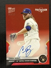 2021 Corbin Burnes Milwaukee Brewers TOPPS NOW Postseason PS-28D 1/10 Red Auto