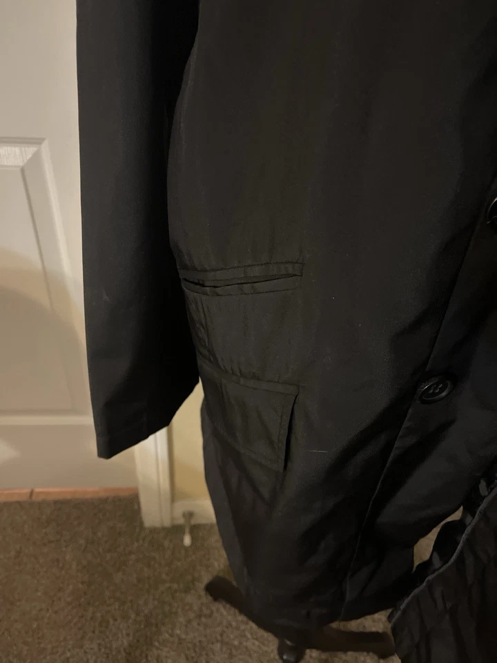 Casaco de carro Banana Republic masculino preto clássico com botão frontal – Tamanho M, trincheira forrada - Imagem 2 de 4