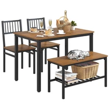 Dining Table Set for 4/Computer Desk,Kitchen Table with 2 Chairs and a Bench,...