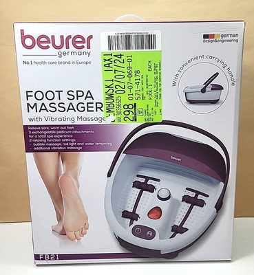 Beurer Bubble Foot Spa Massager-Red Light-Vibration-3 Attachments-2 Settings
