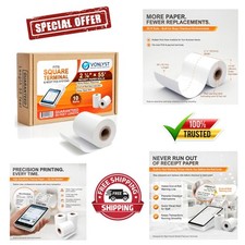 Square Terminal Paper Rolls 2 1/4" x 55' BPA Free Thermal Receipt Paper for...