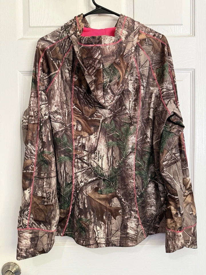 REALTREE Xtra Camo Zip Up Hoodie Sweatshirt Jacket Pink Hunting Youth 16/18 XL   - Image 3 of 4