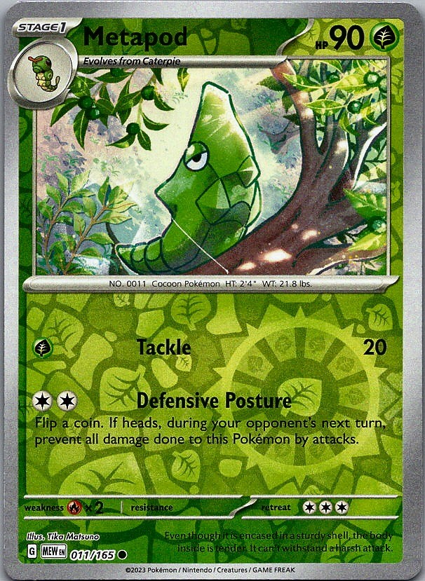 Metapod - 151 (NM) Reverse Holo 11/165 Grass Stage 1 Matsuno