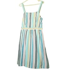 LOFT Outlet Striped Dress Sleeveless Casual Sundress Colorful M Cottagecore