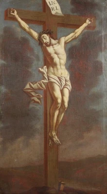 Jesus Am Kreuz Golgotha Zurbaran-Follower Ölgemälde 18.-19. Jh. - Bild 1 von 4