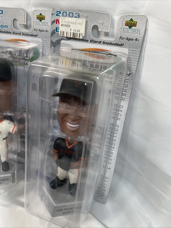 Paquete de 2 Barry Bonds Bobblehead Upper Deck Play Makers SF Giants MLB 2003 con tarjeta Foto 2 de 4