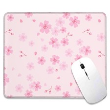Pink Cherry Blossoms Square Waterproof Mouse Pad, Soft Gaming Mouse Pads, Cut...