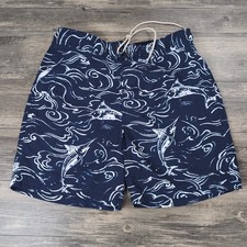 Nautica Swim Shorts Mens Size Large Blue Boardshorts Trunks Swordfish