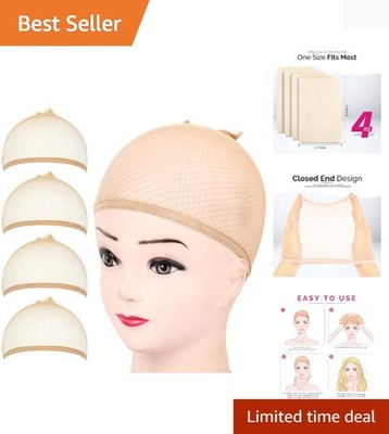 Wig Cap, 4PCS Light Brown Mesh Wig Cap Net, Closed End Hair Mesh Net Wig Caps...