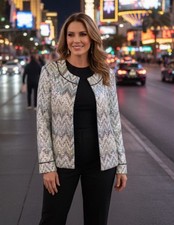 Chico's 2 Women's 12 Jacket Multicolor Seascape Ikats Meow Jewel Sequin NWT