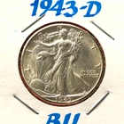 1943 D    Walking Liberty  Silver Half Dollar in Uncirculated  Condition