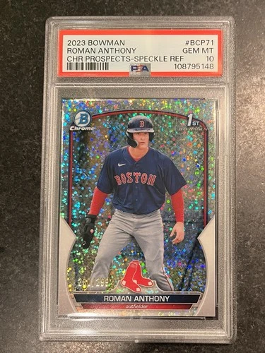2023 Roman Anthony RC /299 Bowman 1st Chrome Prospects Speckle Ref PSA 10 #BCP71