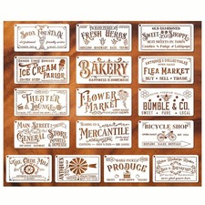 16pcs Farmhouse Stencils for Painting on Wood Kitchen 11.8 x 5.9 inch, white