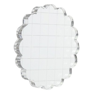 3'' Acrylic Stamp Block Clear Stamping Block with Grid Lines Round