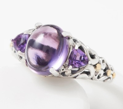 Artisan Crafted Sterling Silver Three Amethyst 2.45cttw Stone Ring, Size 6