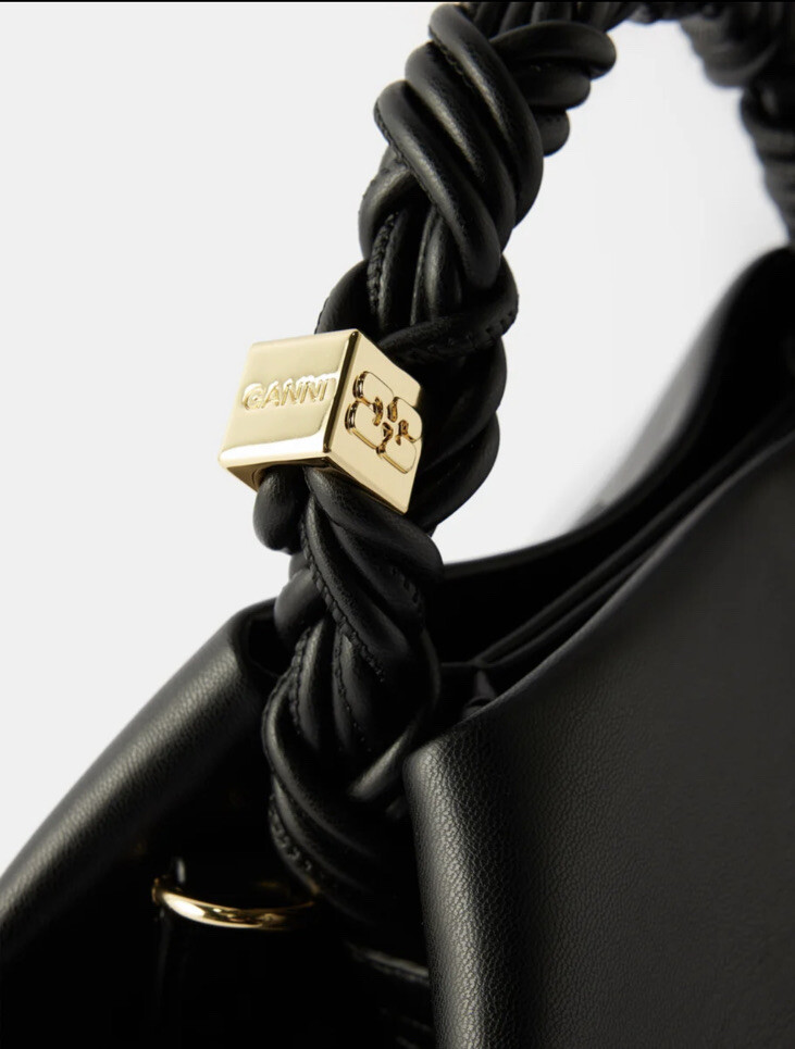 GANNI Bou braidedhandle recycledleather crossbody Small Black bag eBay