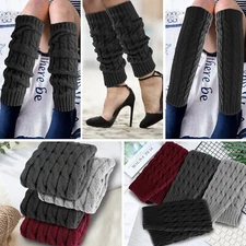 Women Lady Leg Warmers Winter Warm Long Boot Socks Cable Knit Knee High Leggings
