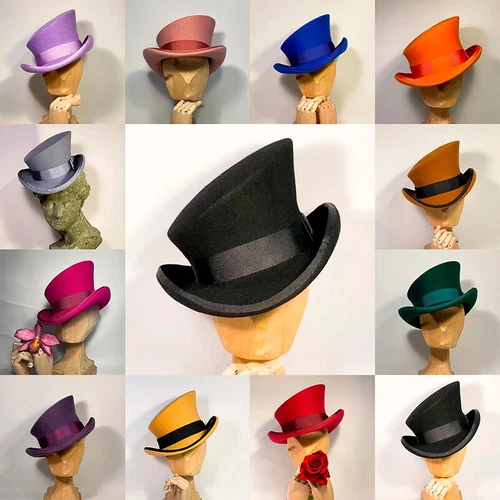 Kaschmir Mütze asymmetrisch Zylinder Unisex Steam Punk Wolle Party Kostüm Magic Cap - Bild 4 von 35