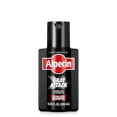 Alpecin Gray Attack Caffeine Dark & Strong Hair Color Shampoo for Men 6.76 Fl Oz