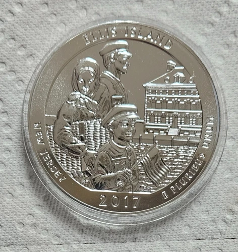 2017 5 oz SILVER BULLION ELLIS ISLAND, NEW JERSEY  AMERICA THE BEAUTIFUL COIN