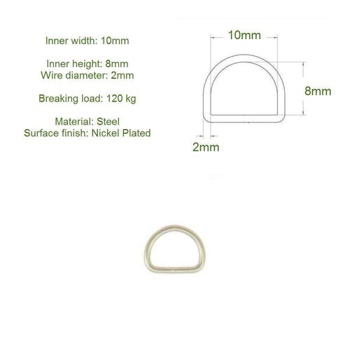 Welded D RINGS 10, 12, 14, 16, 18, 20, 22, 24, 26, 28, 30, 35, 40, 50mm - Silver - Picture 2 of 16