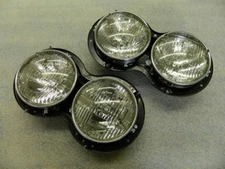 Pr 60-62 Corvette Headlight Bucket Assemblies w T3 Bulbs Headlamp cups rings