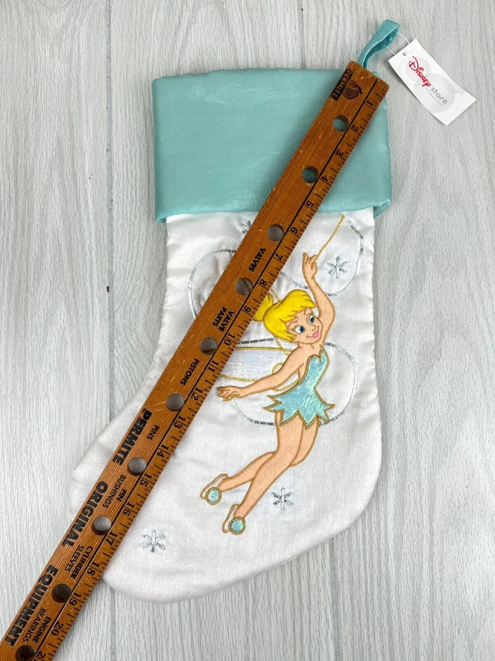 Medias de Navidad vintage Disney Store TINKER BELL nuevas con etiquetas blancas azules Foto 3 de 4