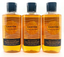3 Bath  Body Works CANYON For Men 3-in-1 Hair Body  Face Wash Gel 10 fl.oz