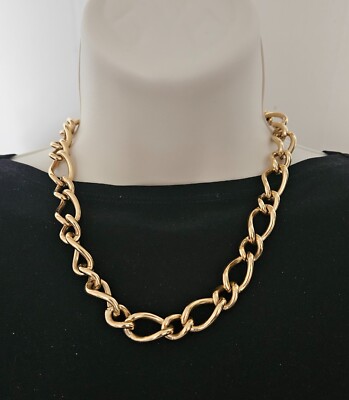 Vintage Napier Solid Gold Plated Necklace Chunky Variable Size Links  18'' 1980s