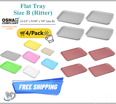 4/Pk Dental Set-Up B Tray Flat B Tray (Ritter), Autoclave 275F B Procedure Tray