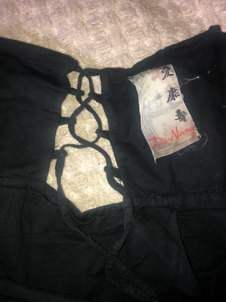 大号岘港印度支那长裙黑色棉质刺绣上衣 — 第 4/4 张图片