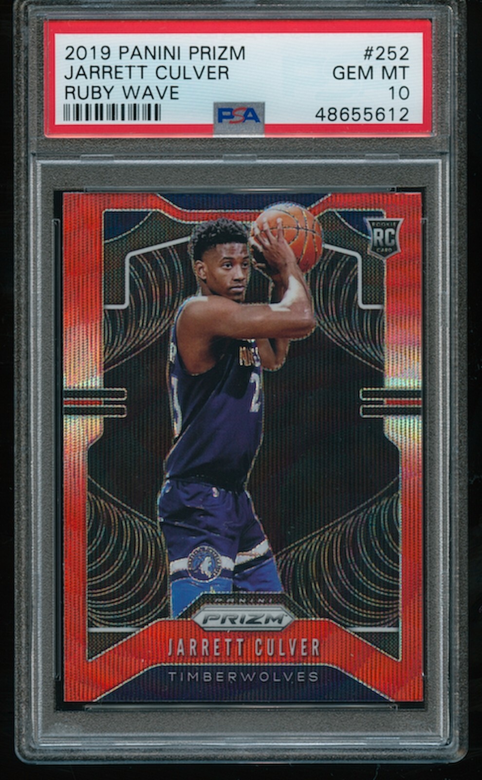 Jarrett Culver 2019-20 Panini Prizm Ruby Wave #252 PSA 10 GEM MT Rookie RC