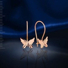  Ohrringe Rotgold 585 Schmetterlinge  russisches rose Gold Neu
