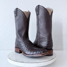 Rod Patrick Womens Western Caiman Belly Boots Size 10A Chocolate Brown Blunt Toe