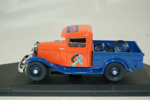 Eligor 1080 Ford V8 Pick Up 1932 Goodrich Tire Truck 4" Orange and Blue with Box - Picture 2 of 7