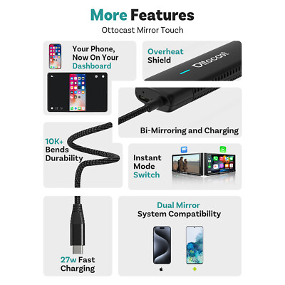 OTTOCAST Mirror Touch ワイヤレスCarPlay Mirror Touch Wireless CarPlay Adapter