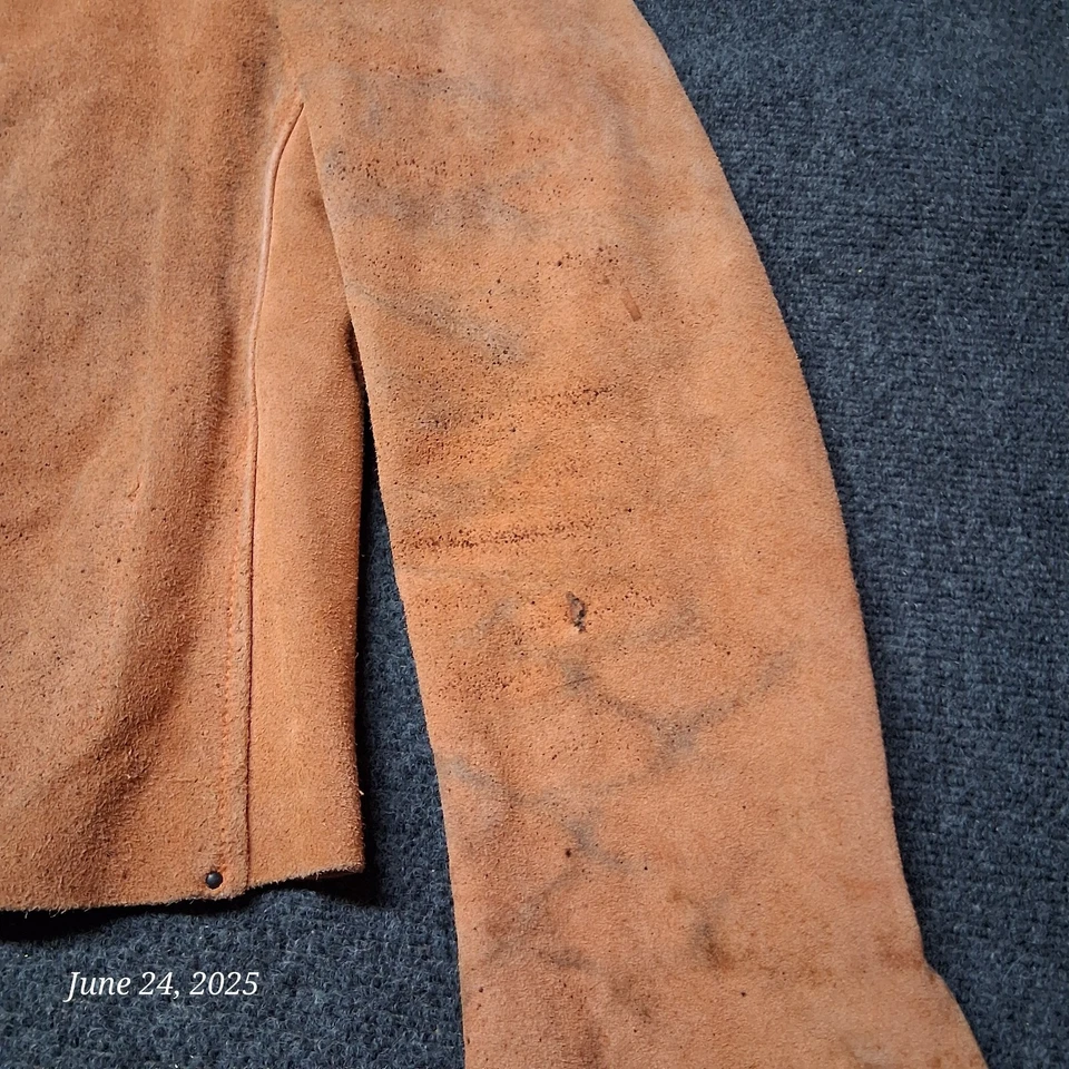 Chaqueta de soldadura vintage de cuero de vaca marrón a presión talla XL Foto 2 de 4