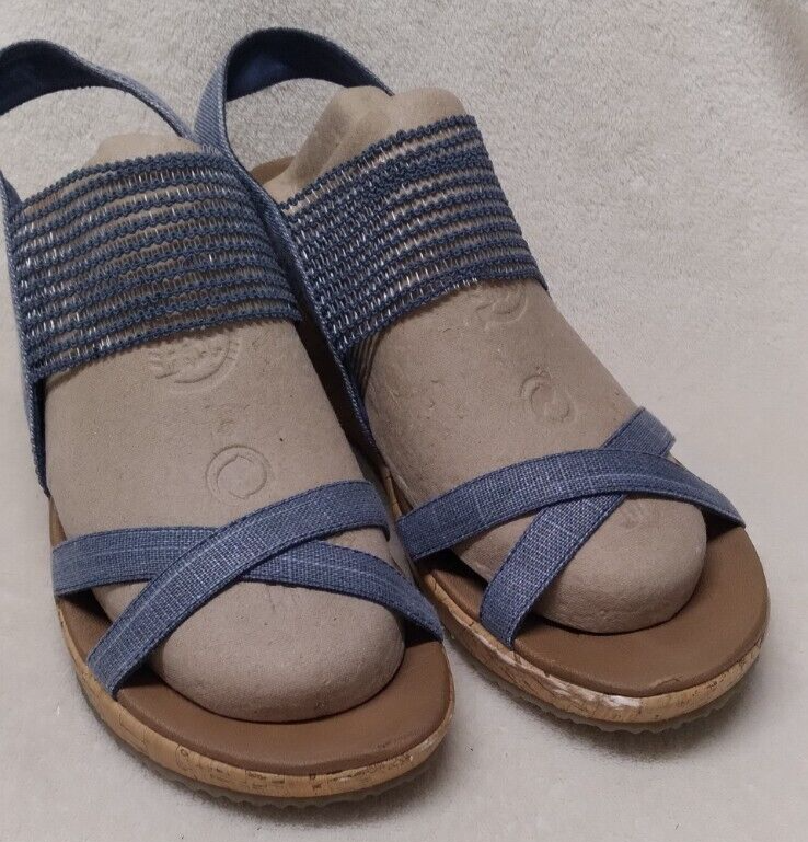 Skechers Women's Sandals Luxe Foam Brie Dawdle Demi-Wedges Slingback Stretch 10
