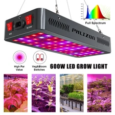 Phlizon 600W Grow Light Full Spectrum LED Indoor Plant 2X2FT Coverage Grow Lamp