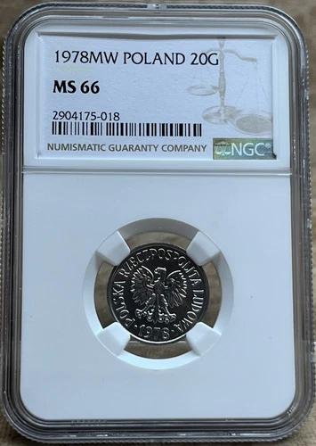 Poland 1978MW 20 Groszy NGC MS 66 High Grade Aluminum 