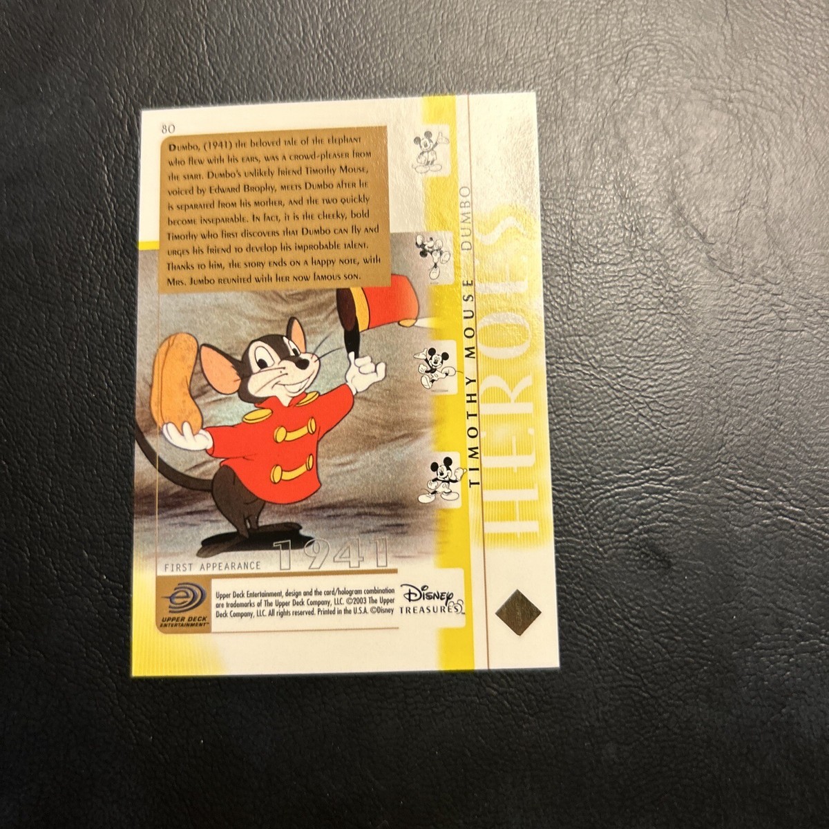 Disney - てぃもしー Jb7a Disney Treasures Heroes 2003 #80 Timothy Mouse, Dumbo