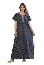 Cotton Embroidery Nighty for Womens/Girls Z6 navy blue