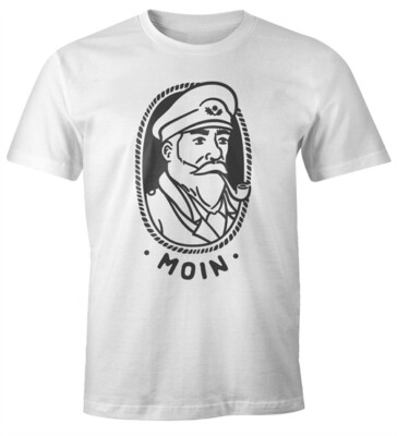 Men's T-Shirt Captain Sailor with Whistle Lettering Moin Fun Shirt Saying