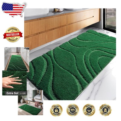 Elegant Machine Washable Green Bathroom Rug Runner 24x60 - Supreme Comfort