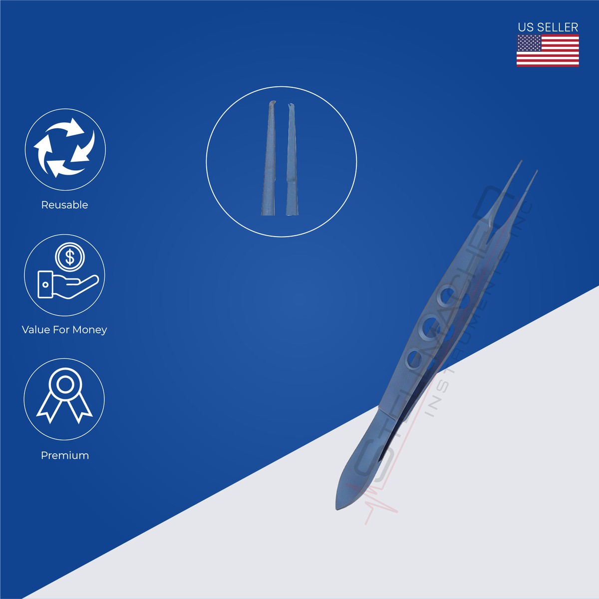 Pinza Tissutale Oftalmica Mcpherson Micro Chirurgia 1x2 Denti 0.4mm - Foto 3