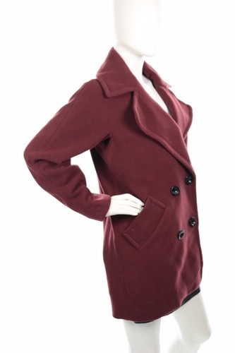 Trina Turk Maroon Red Winter Wool Blend Front Button Closure Peacoat Size 0 - Picture 2 of 5