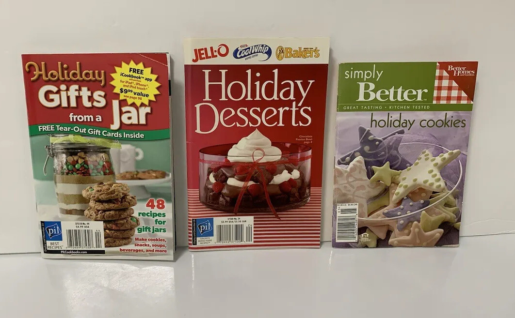 Lot of 3 Holiday Recipe Books, 196 Recipes By Better Homes & Garden, Pillsbury