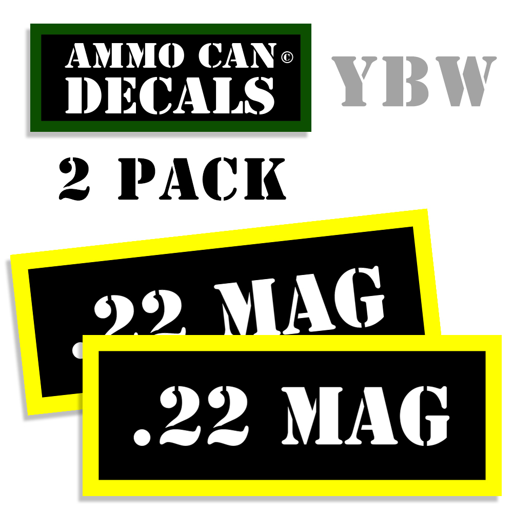22 MAG Ammo Label Decals Box Stickers decals - 2 Pack BLYW