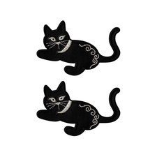 Satin Playful Kitten in Black (2 Pack) Iron on Patch